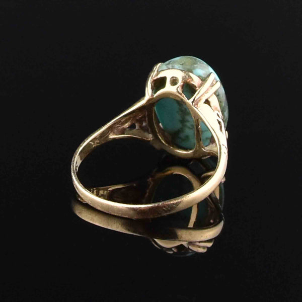 Vintage Silver & Turquoise Cabochon Ring Size M1/2 | eBay